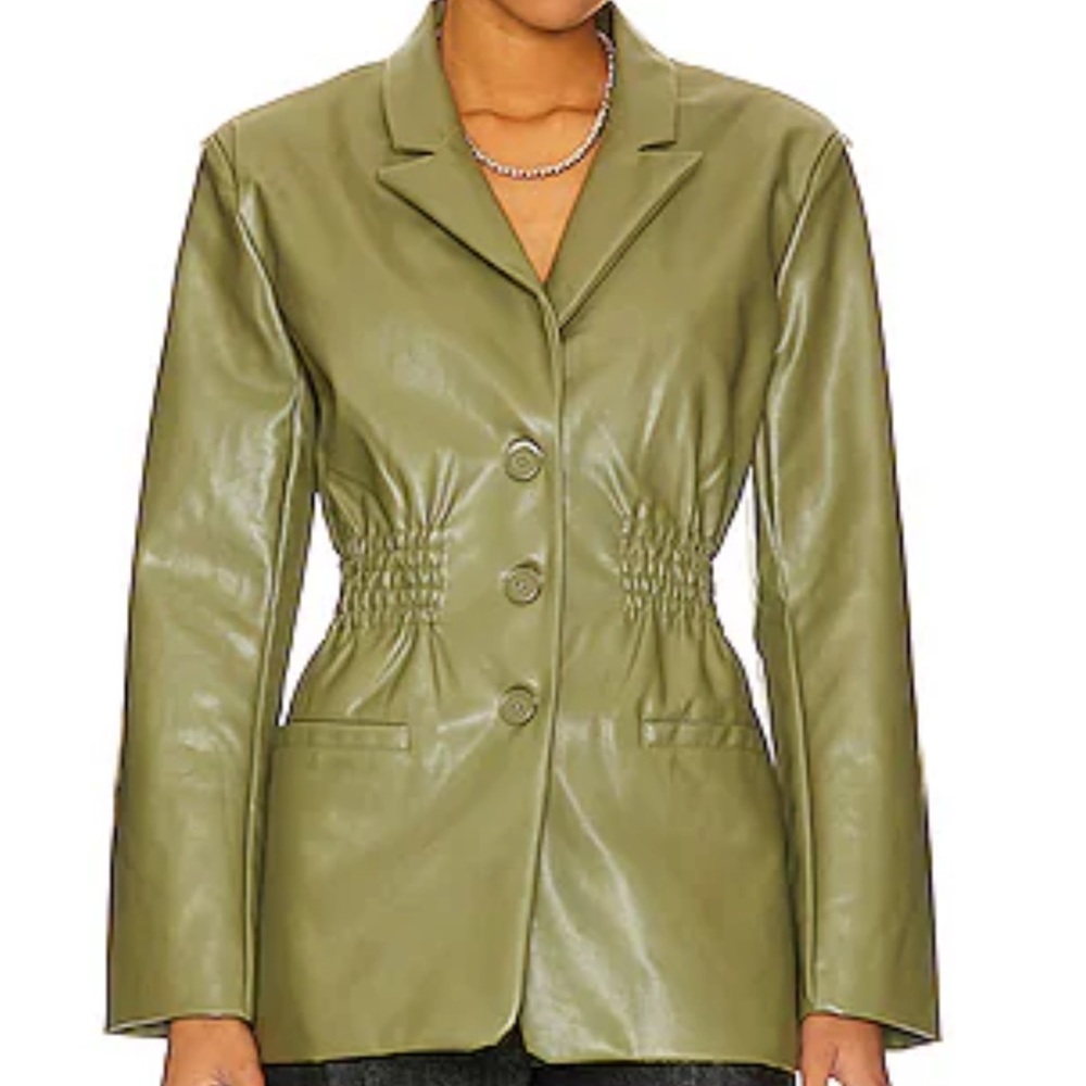 Steve Madden Green Leather Jacket Tailored Silhouette